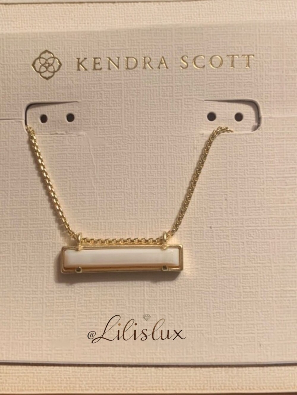 Kendra Scott Lenore White Howlite Stone Bar Necklace Gold W/2" Extender NWOT